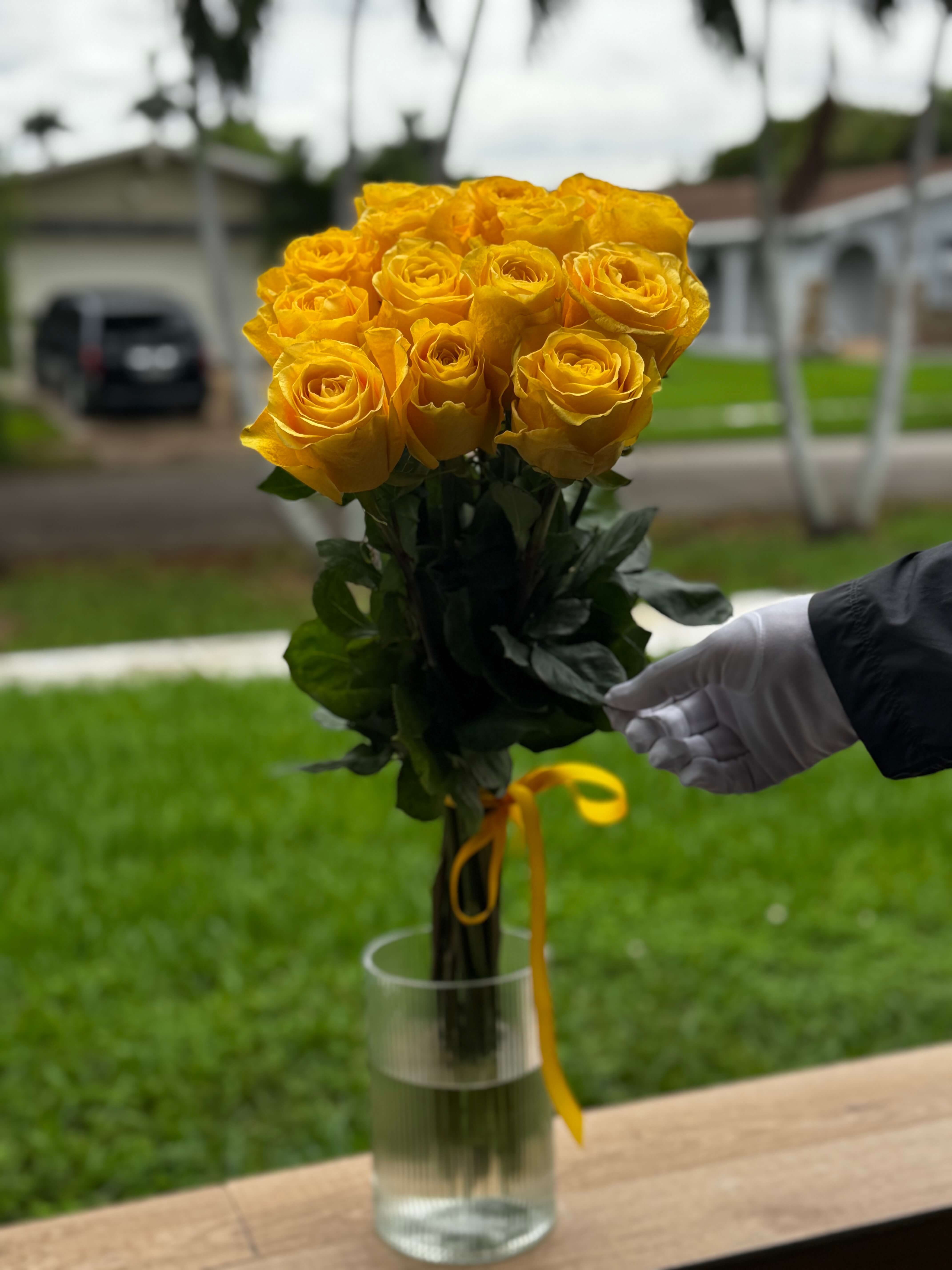 15 Yellow Roses 